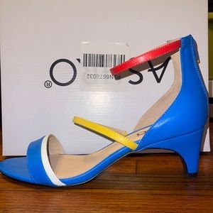Blue multi color heels